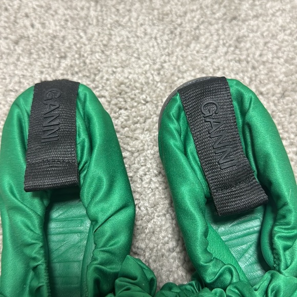Ganni Satin Scrunch Ballet Flats - Picture 2 of 5